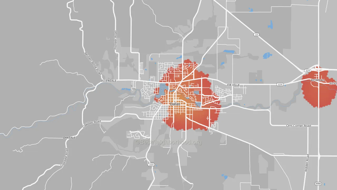 Transit Grade map of 97338, OR