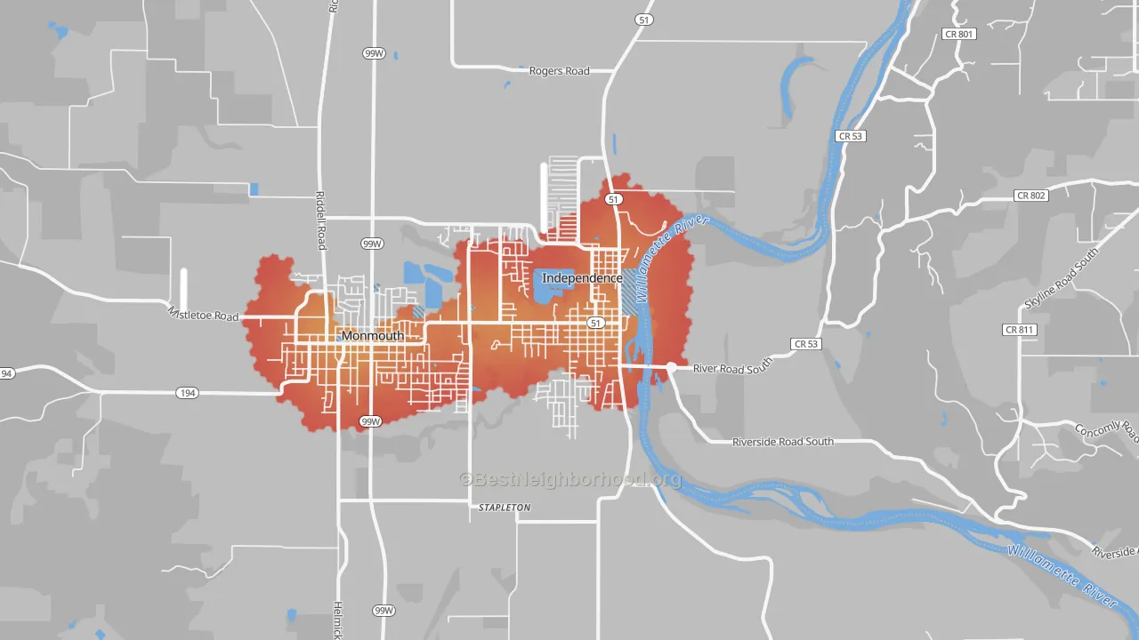 Transit Grade map of 97351, OR
