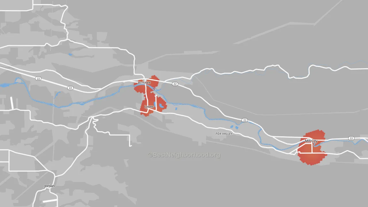 Transit Grade map of 97358, OR