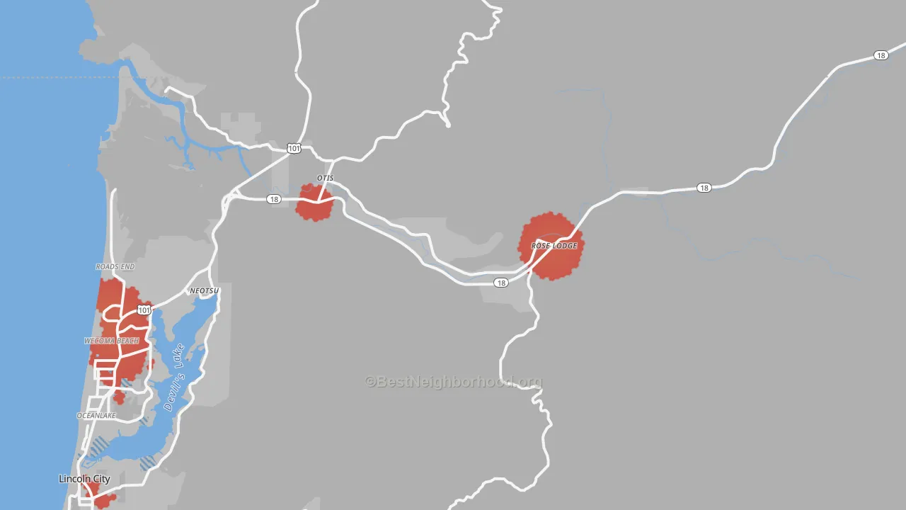 Transit Grade map of 97368, OR