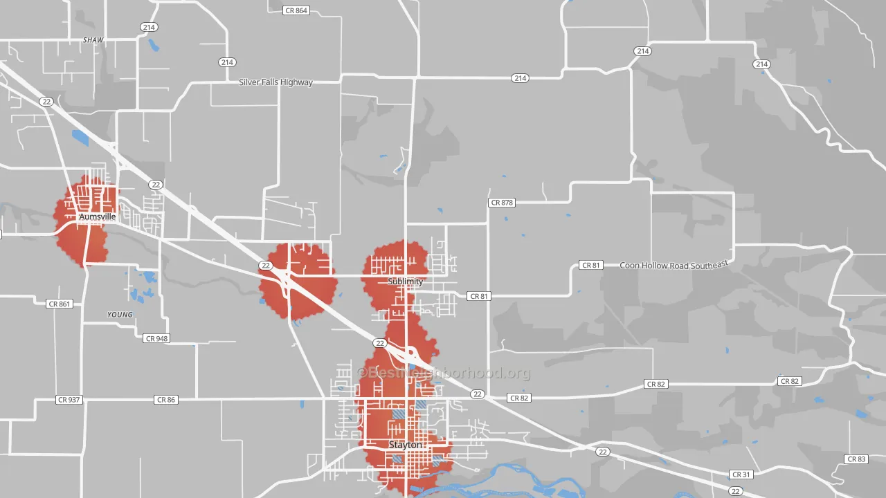 Transit Grade map of 97385, OR