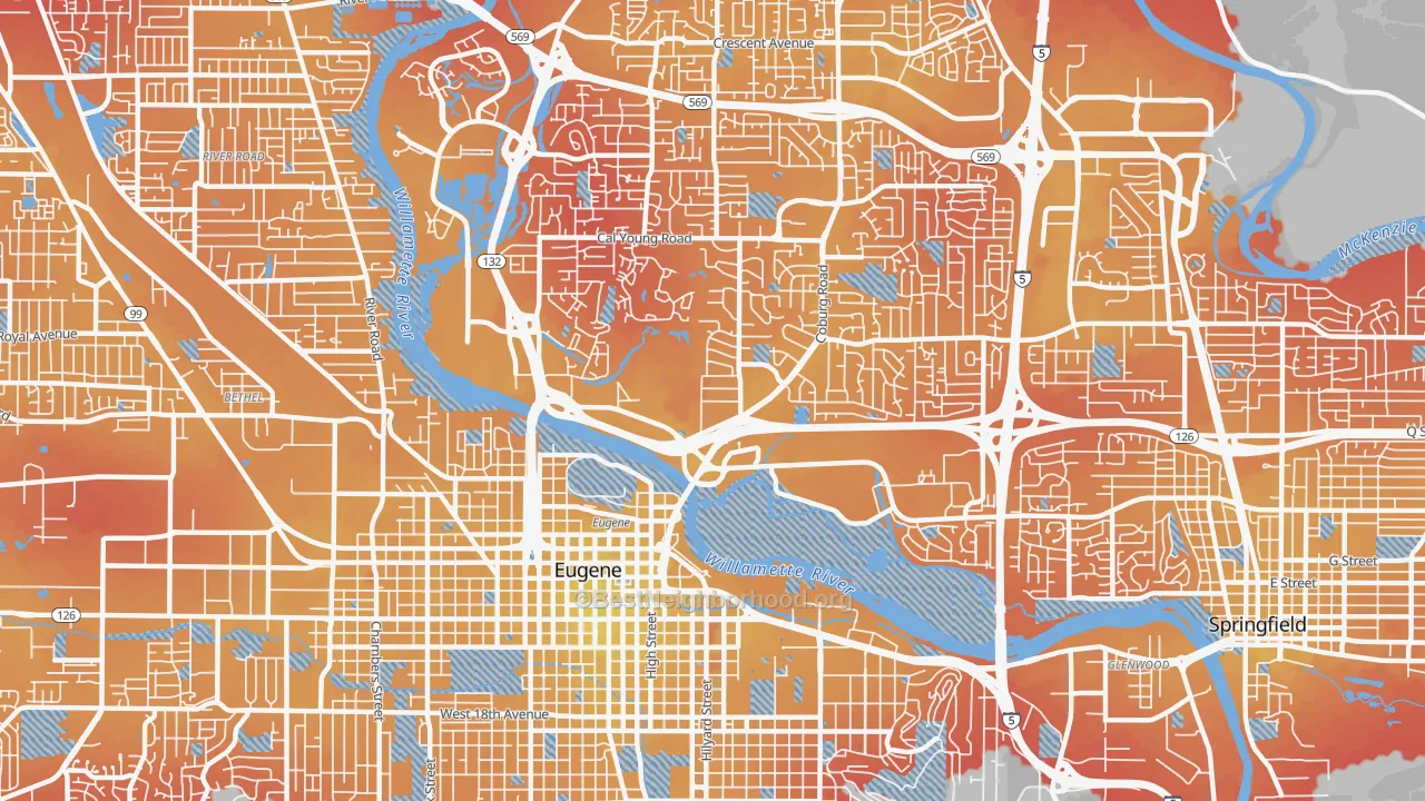 Transit Grade map of 97401, OR
