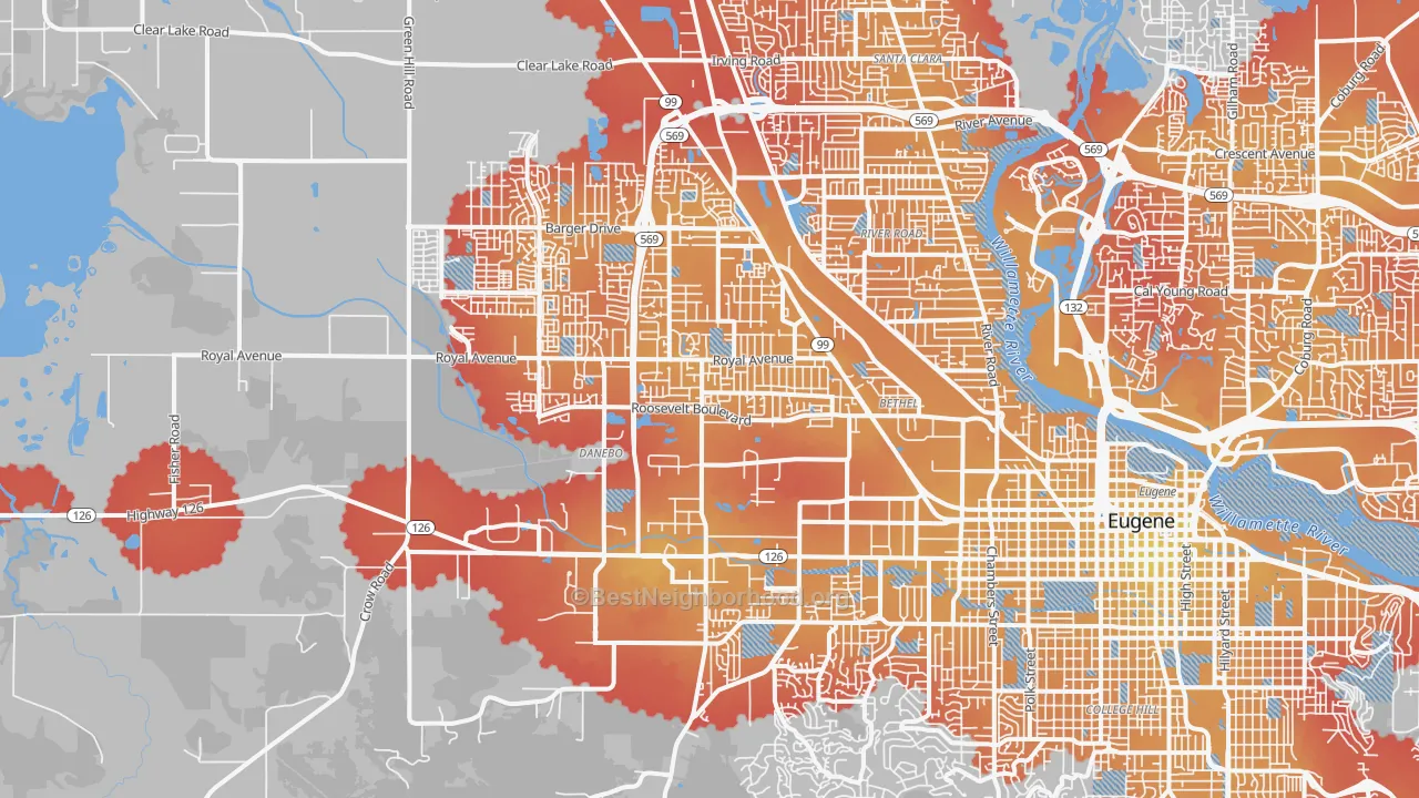 Transit Grade map of 97402, OR