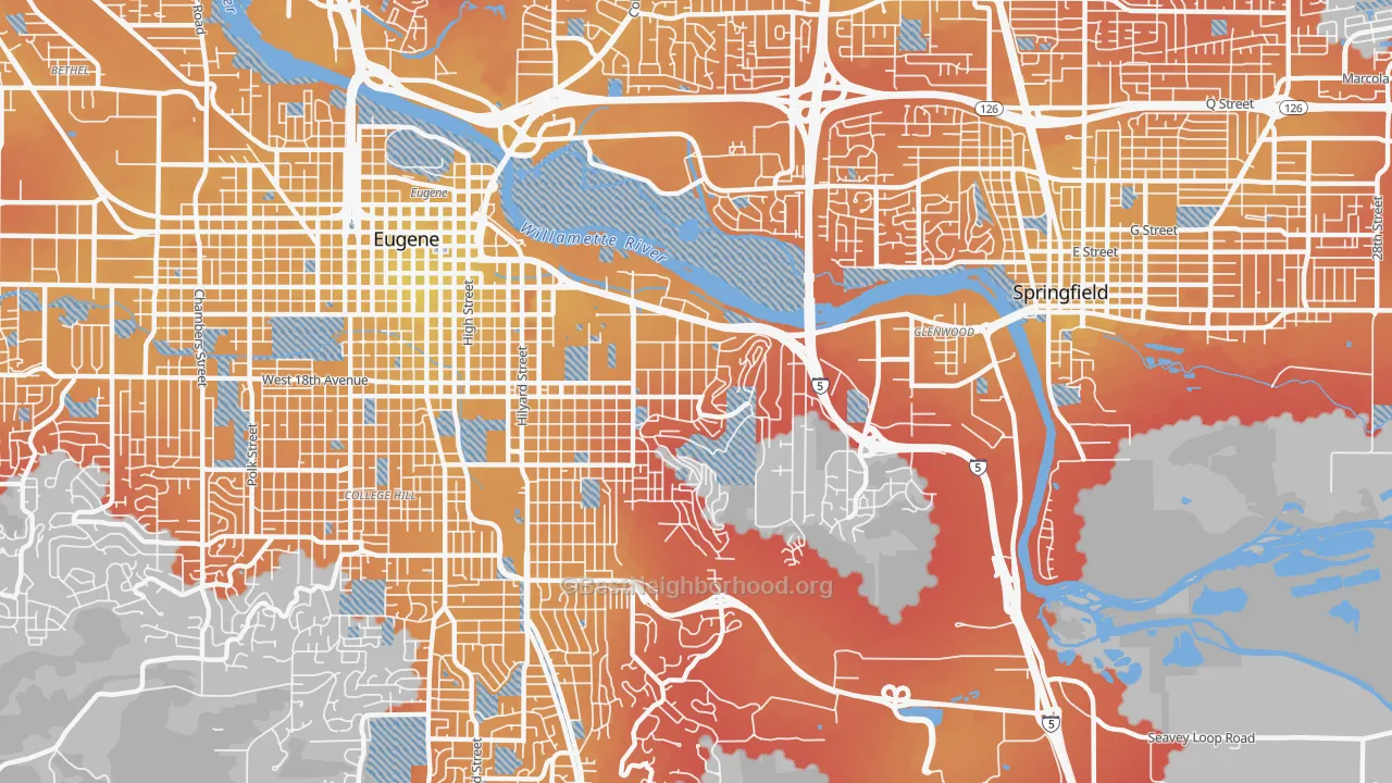 Transit Grade map of 97403, OR