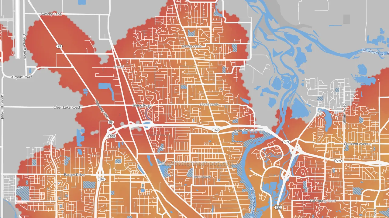 Transit Grade map of 97404, OR
