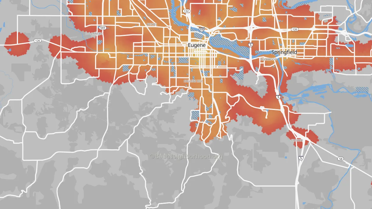 Transit Grade map of 97405, OR