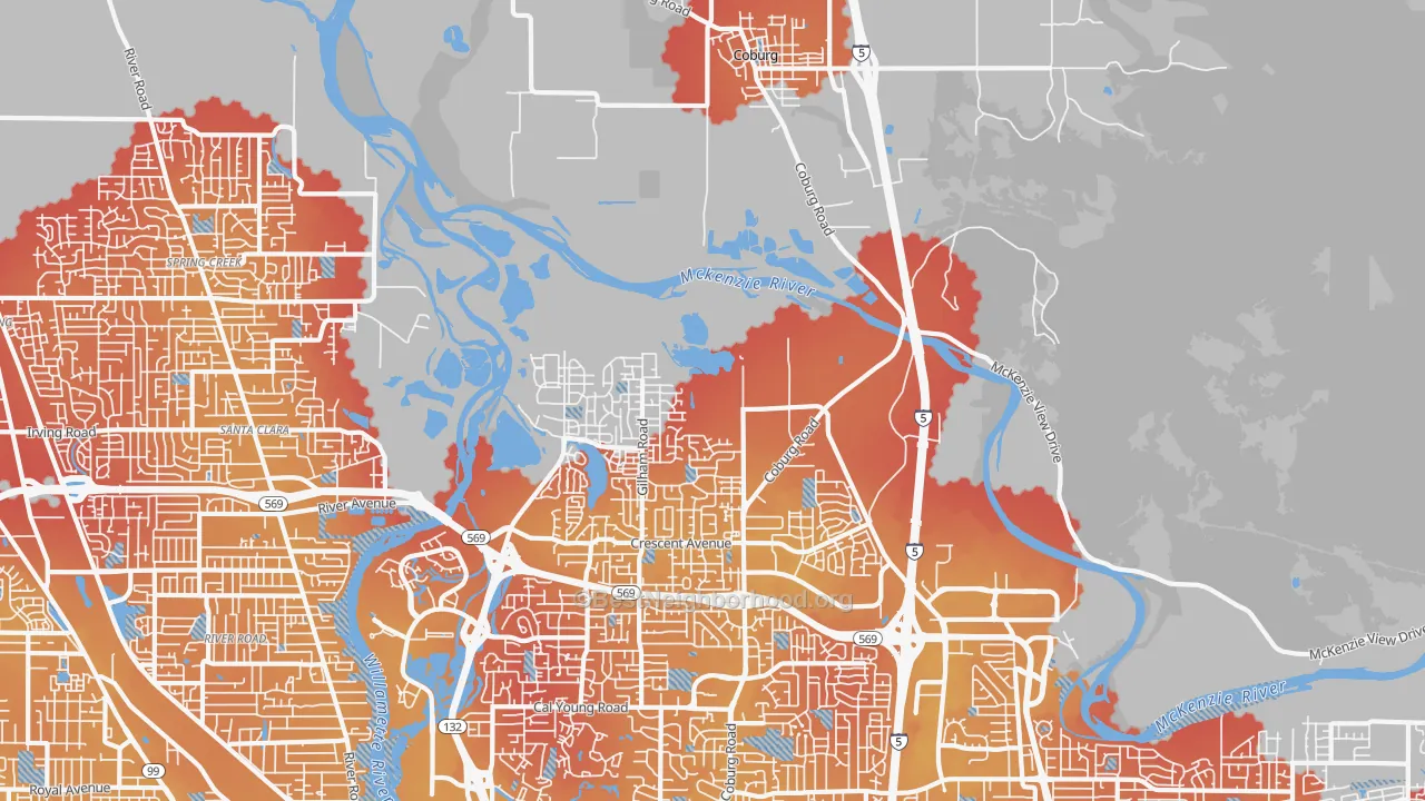 Transit Grade map of 97408, OR