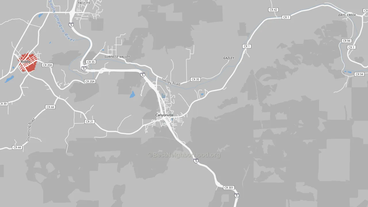 Transit Grade map of 97417, OR