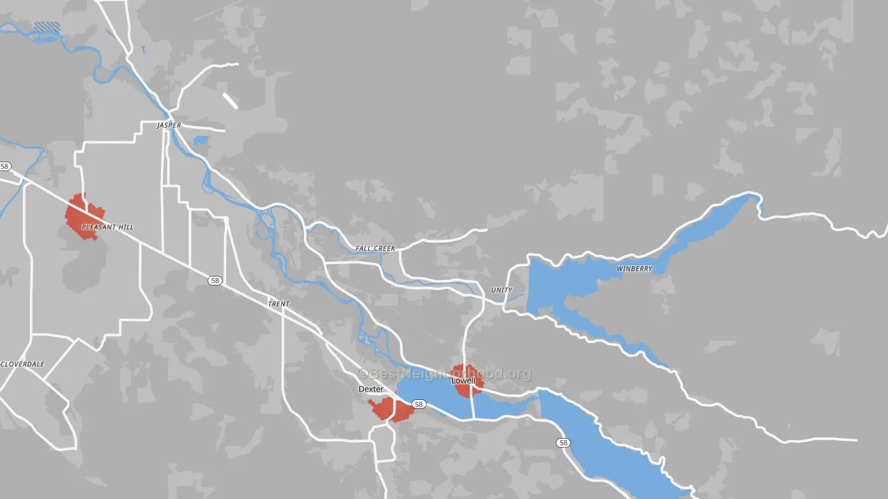 Transit Grade map of 97438, OR