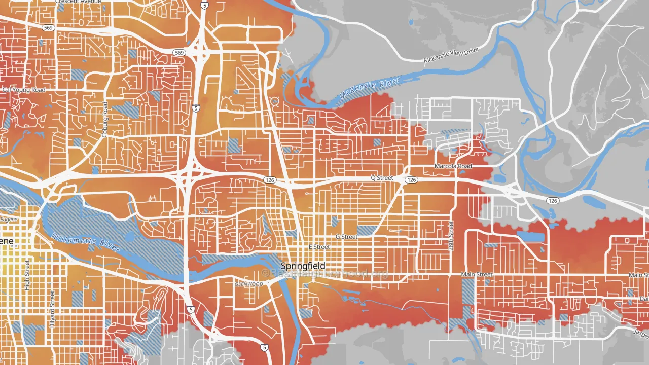 Transit Grade map of 97477, OR