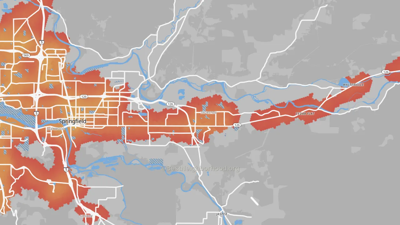 Transit Grade map of 97478, OR