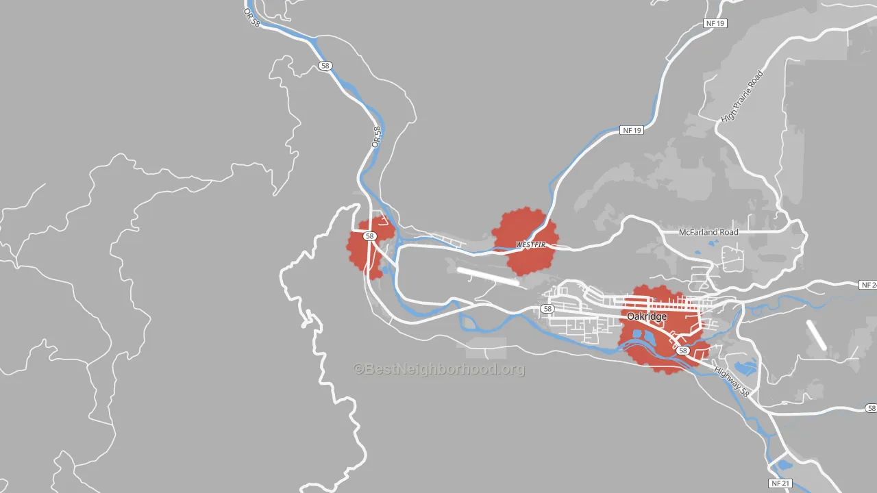 Transit Grade map of 97492, OR
