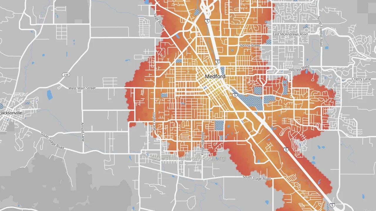 Transit Grade map of 97501, OR