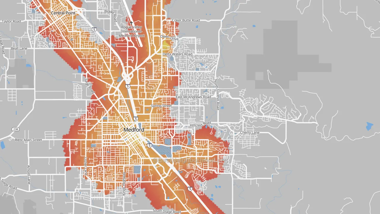 Transit Grade map of 97504, OR