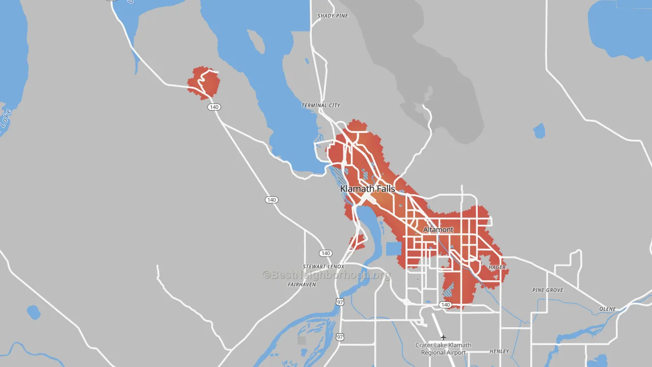 Transit Grade map of 97601, OR
