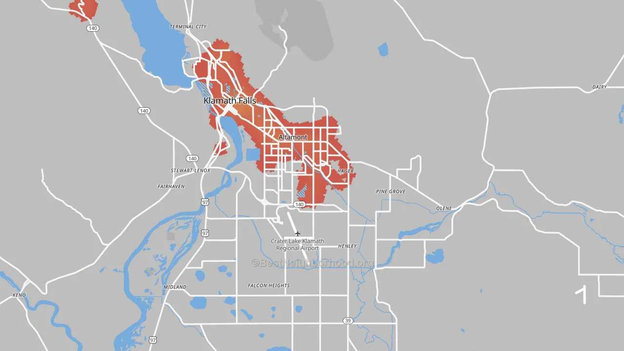 Transit Grade map of 97603, OR