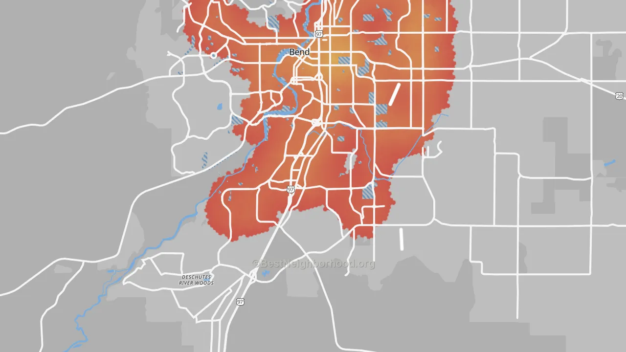 Transit Grade map of 97702, OR