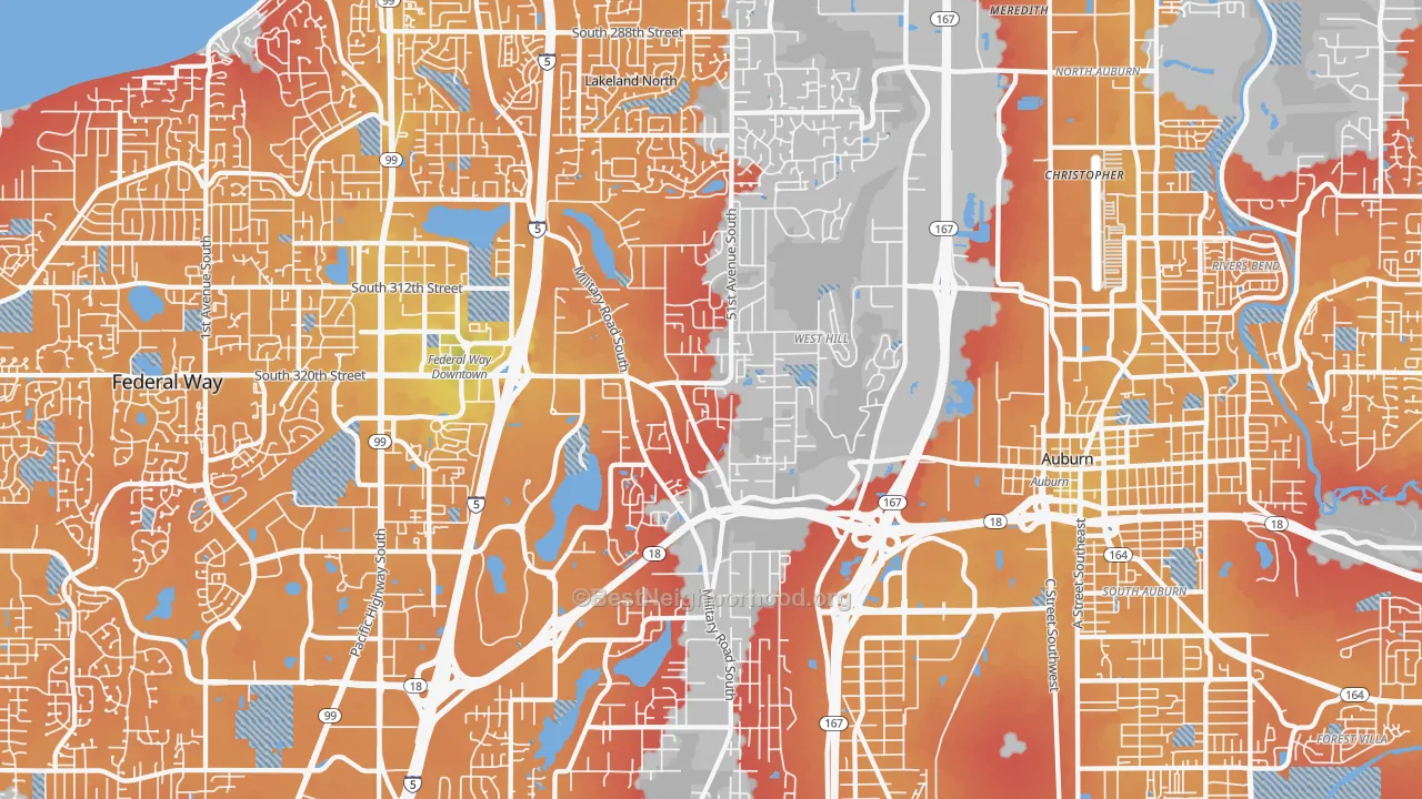 Transit Grade map of 98001, WA