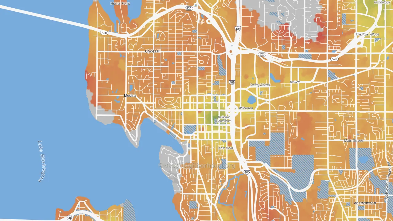 Transit Grade map of 98004, WA