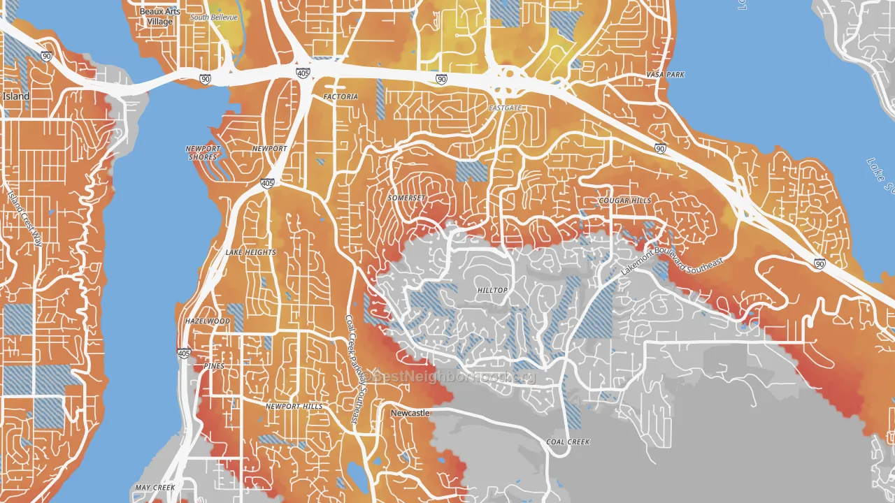 Transit Grade map of 98006, WA