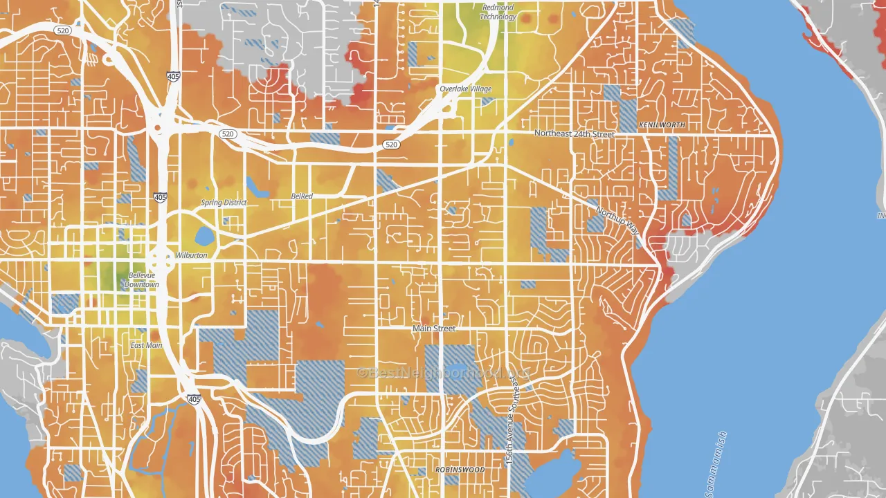 Transit Grade map of 98007, WA