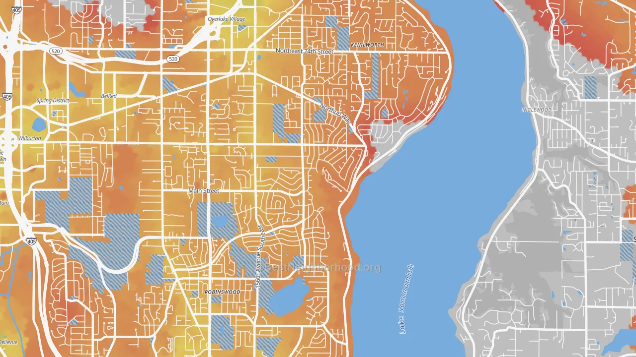 Transit Grade map of 98008, WA