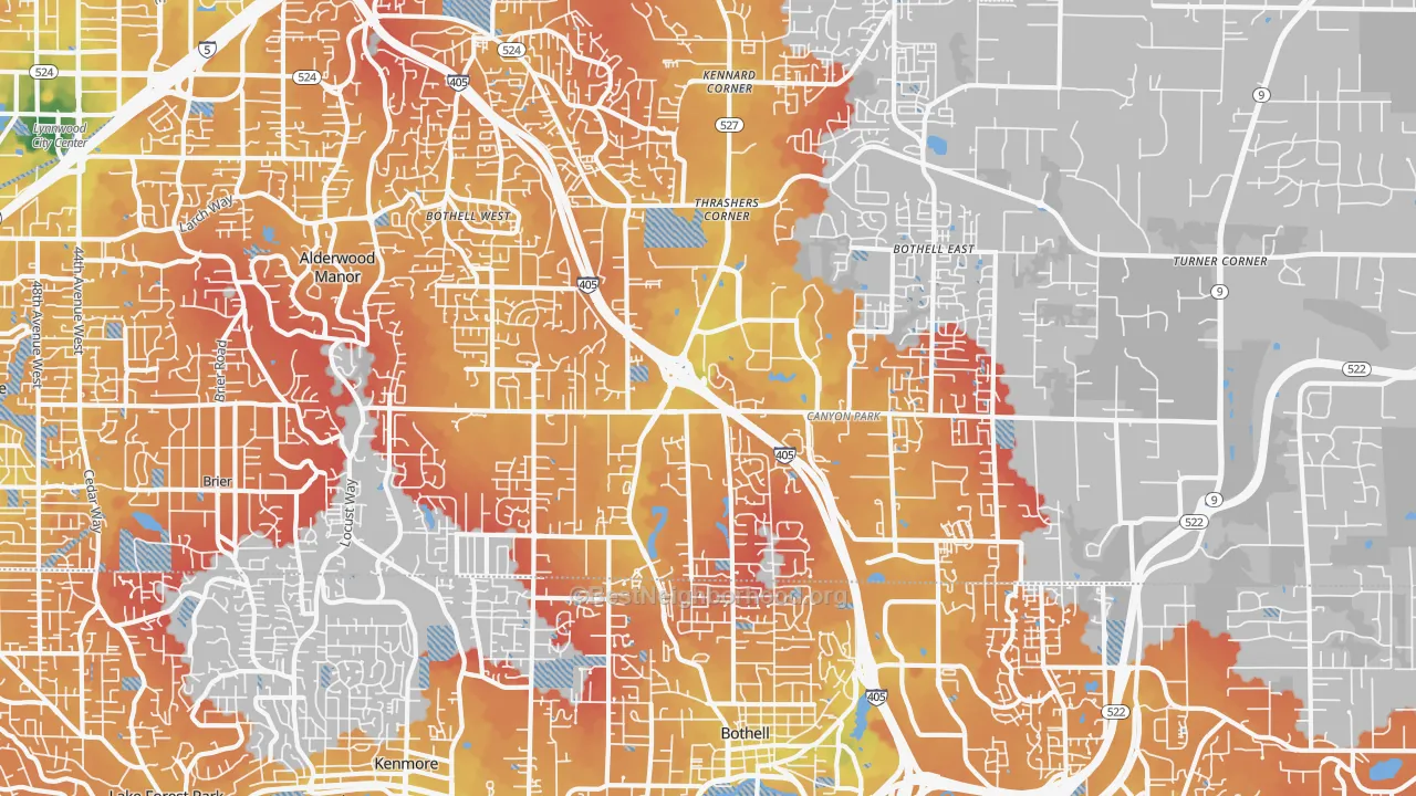 Transit Grade map of 98021, WA