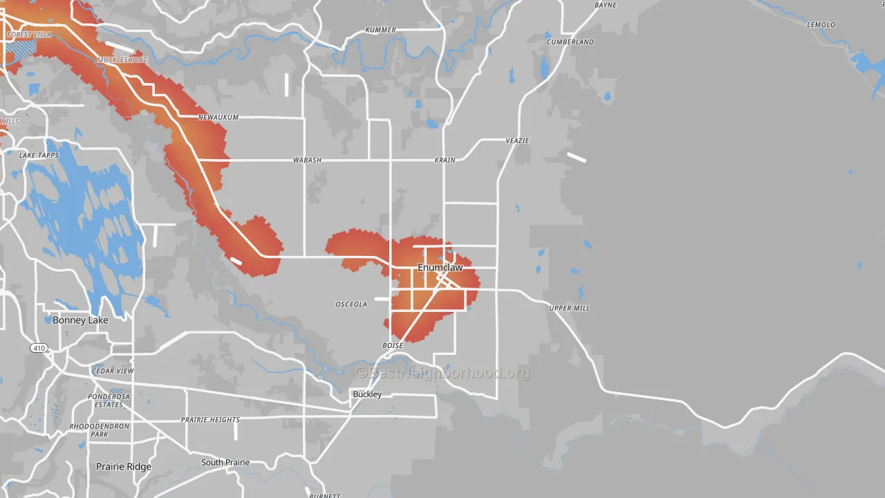 Transit Grade map of 98022, WA
