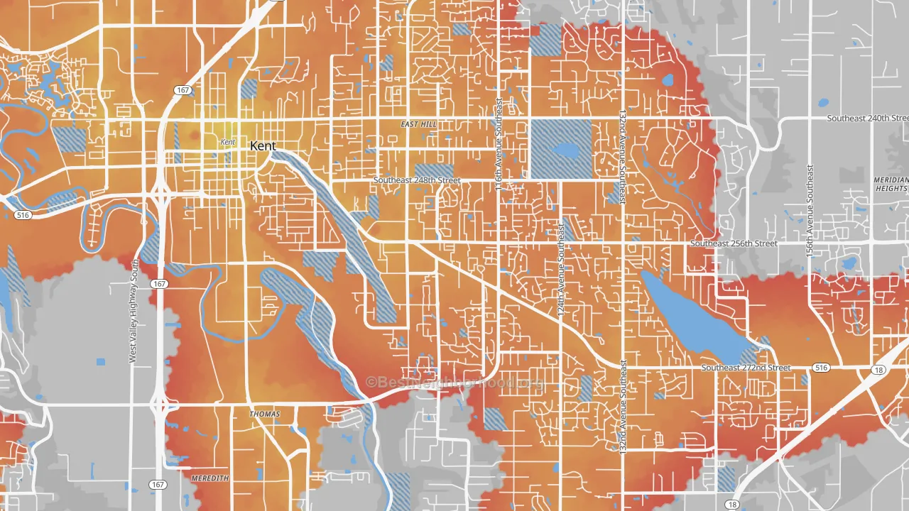 Transit Grade map of 98030, WA
