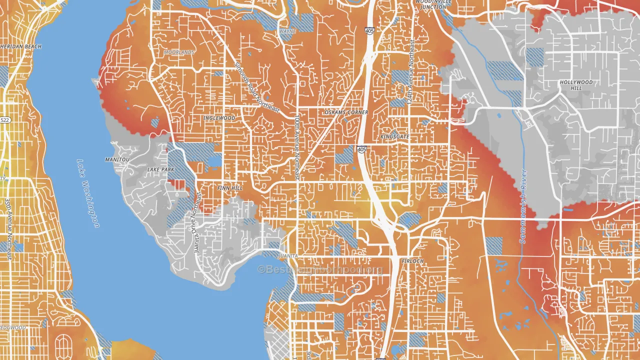 Transit Grade map of 98034, WA