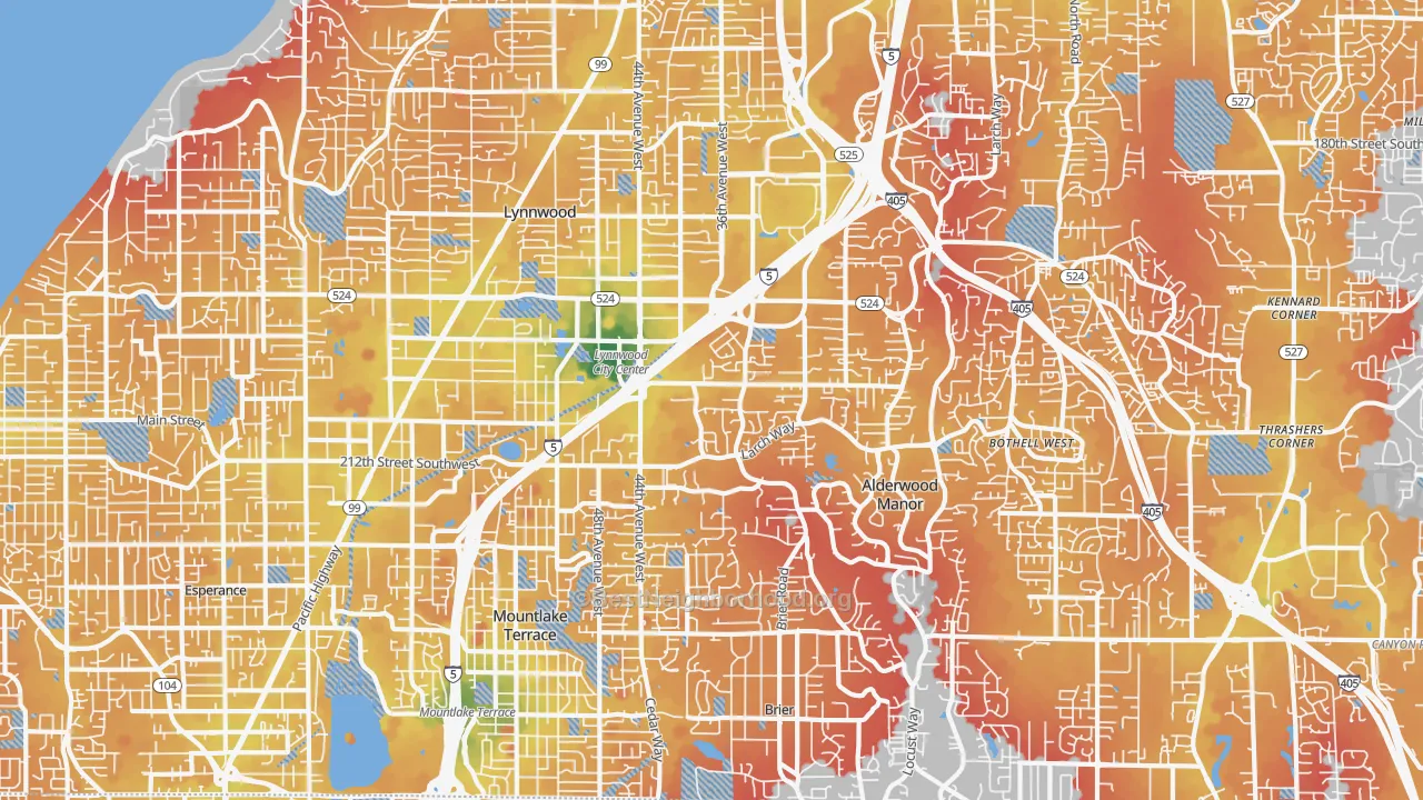 Transit Grade map of 98036, WA