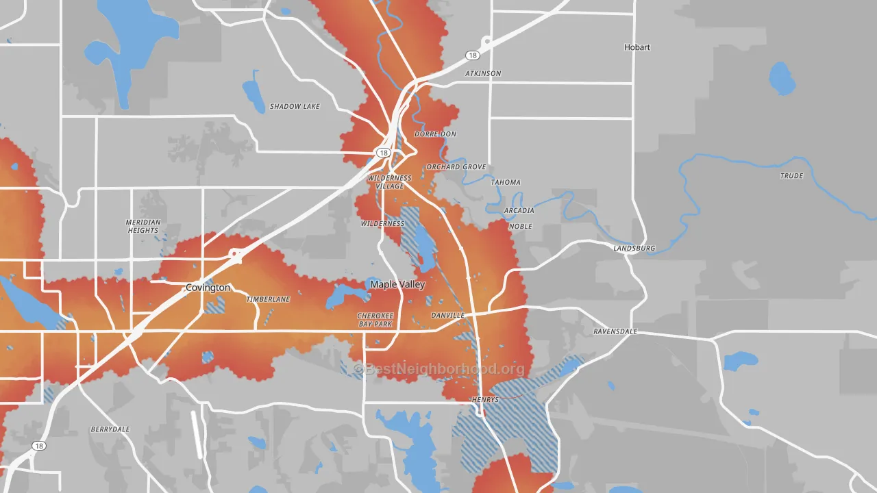 Transit Grade map of 98038, WA