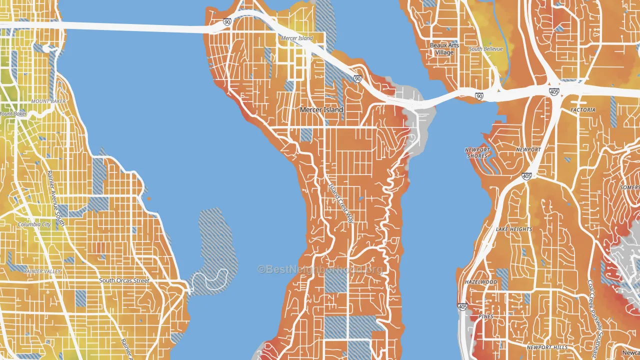 Transit Grade map of 98040, WA