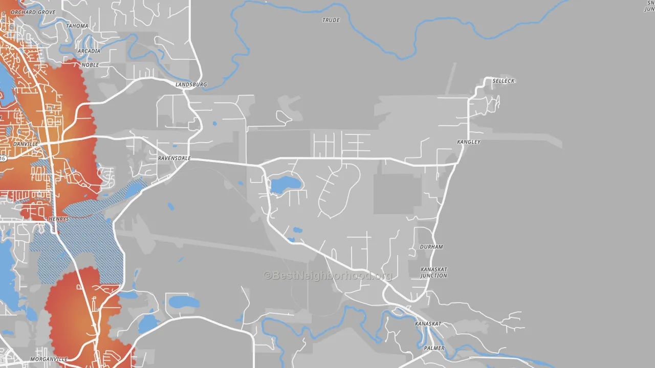 Transit Grade map of 98051, WA