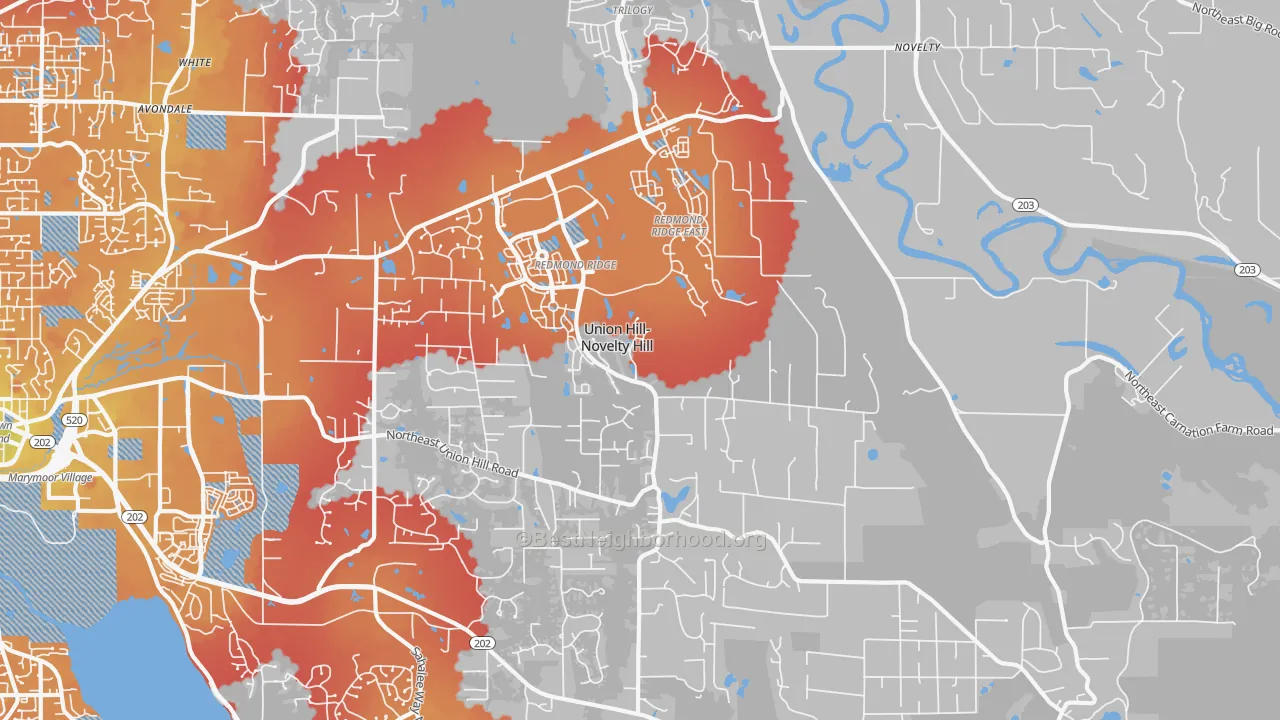 Transit Grade map of 98053, WA