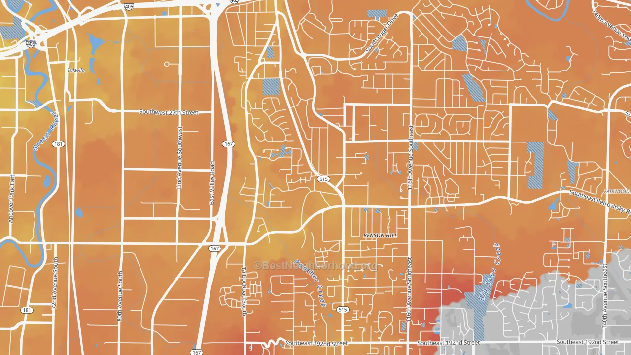 Transit Grade map of 98055, WA