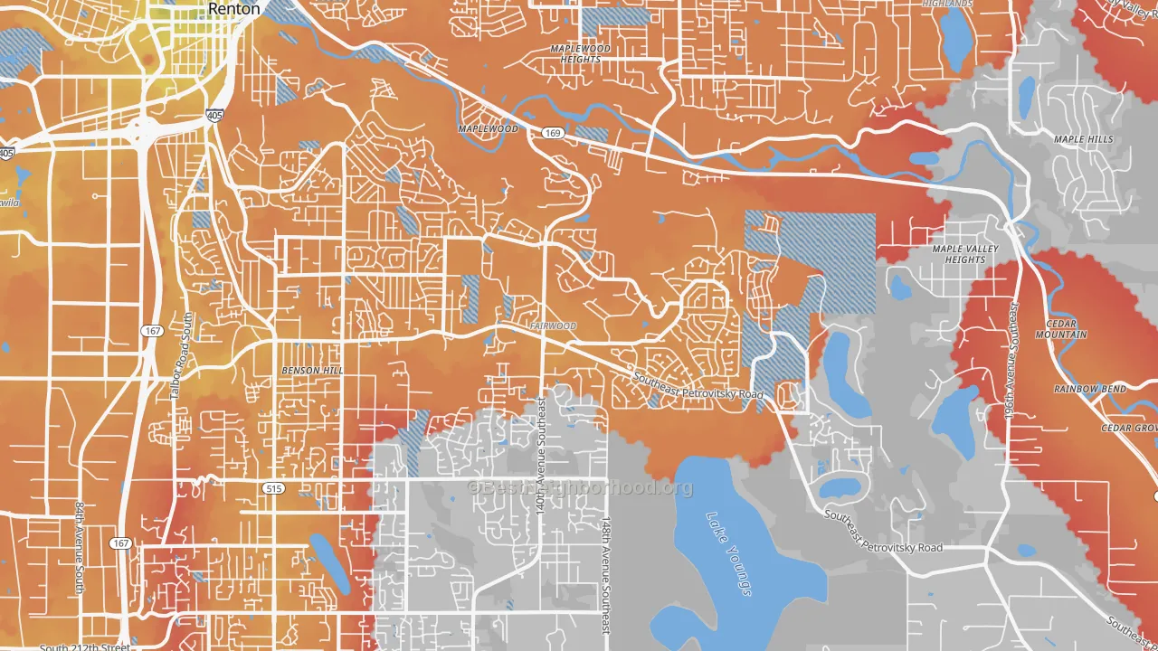 Transit Grade map of 98058, WA