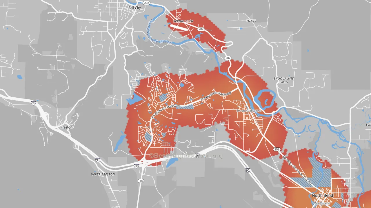 Transit Grade map of 98065, WA