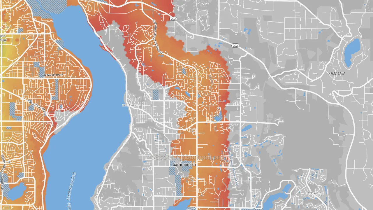 Transit Grade map of 98074, WA