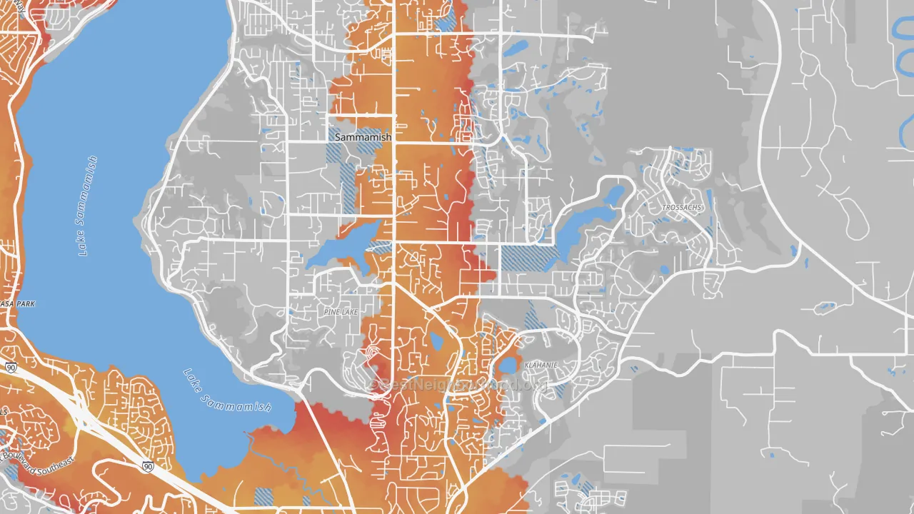 Transit Grade map of 98075, WA