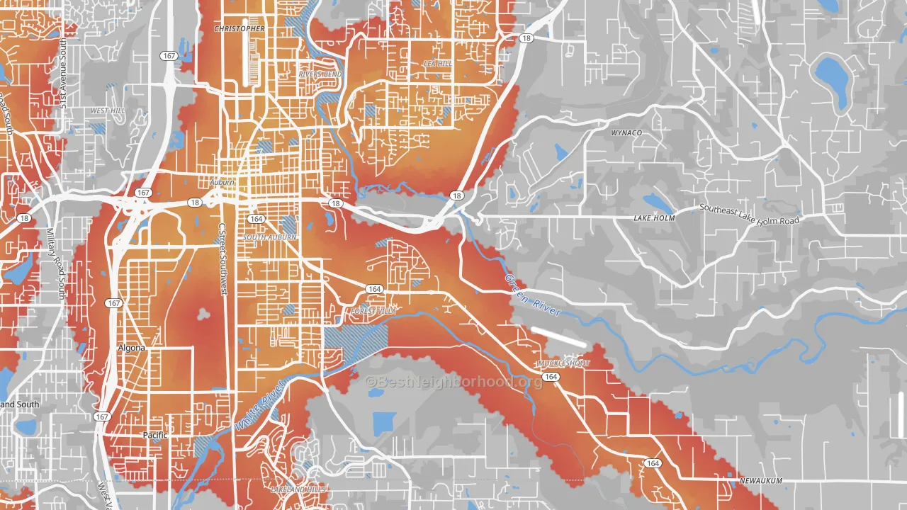 Transit Grade map of 98092, WA