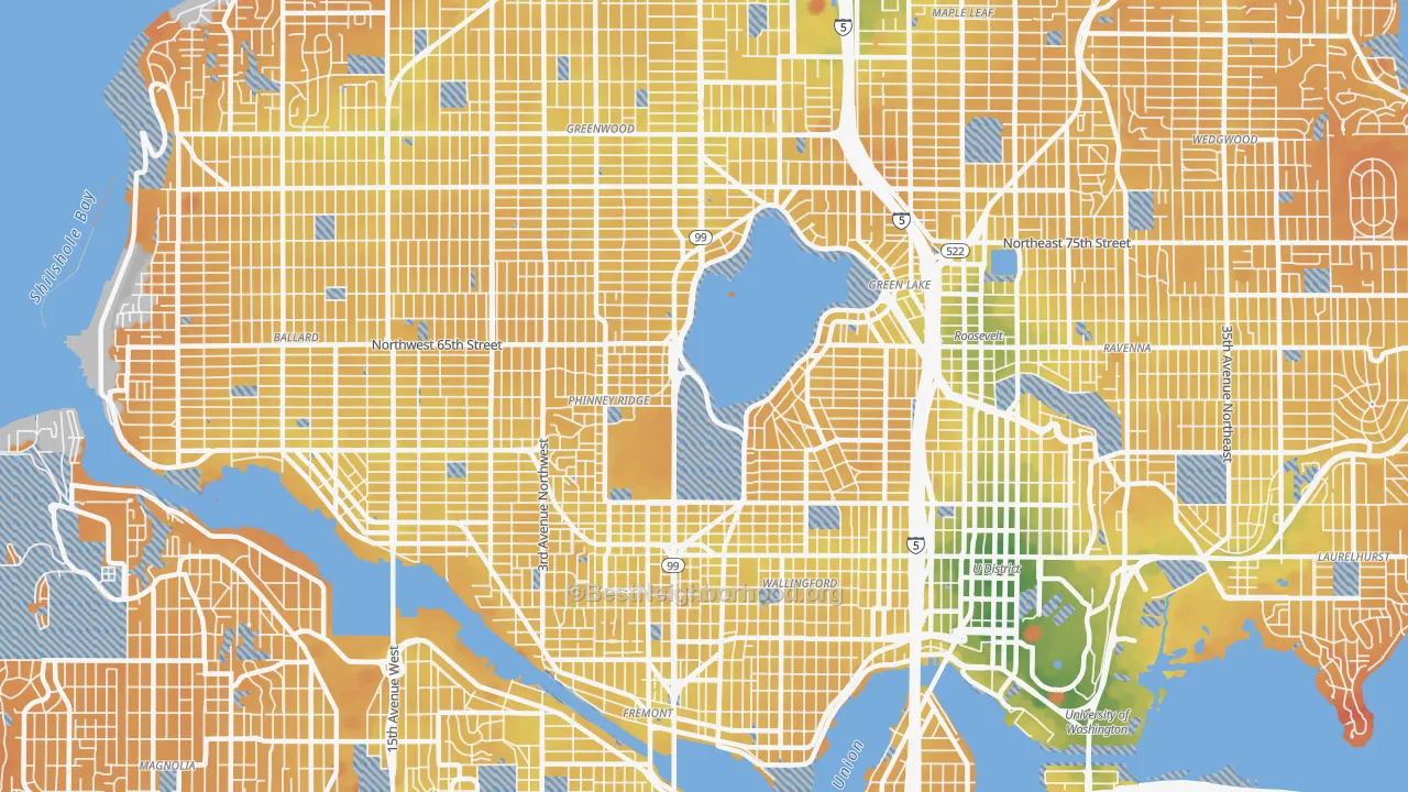 Transit Grade map of 98103, WA