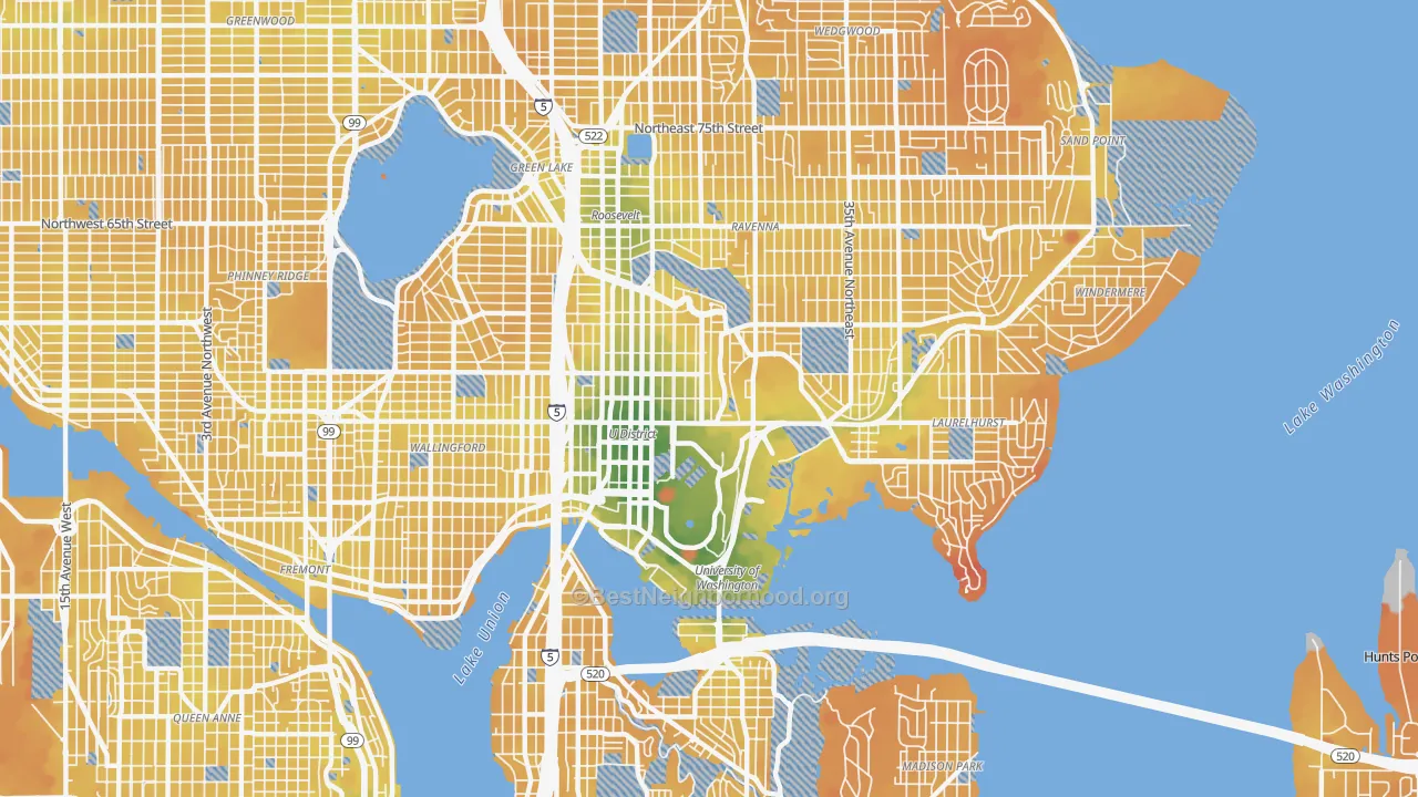 Transit Grade map of 98105, WA