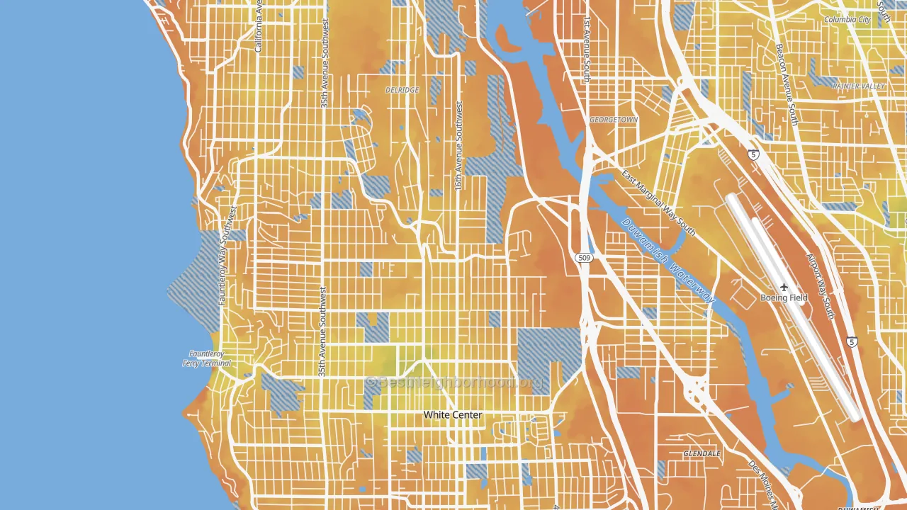 Transit Grade map of 98106, WA