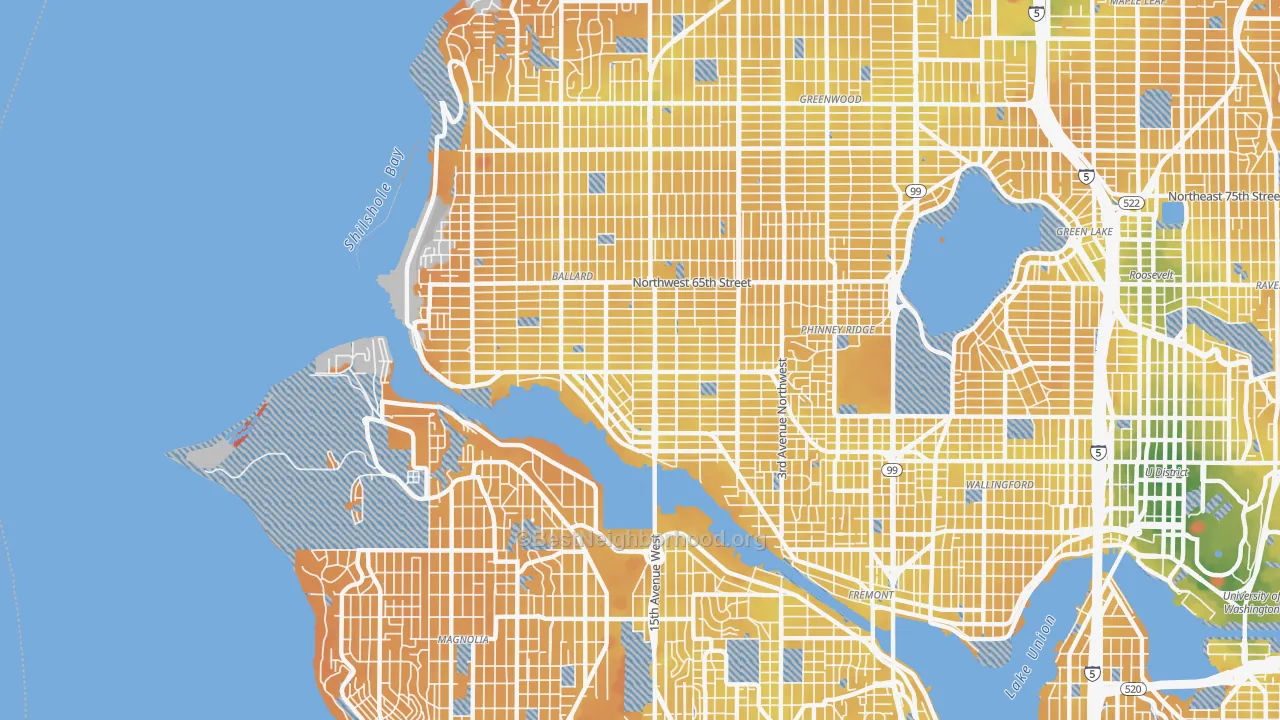 Transit Grade map of 98107, WA