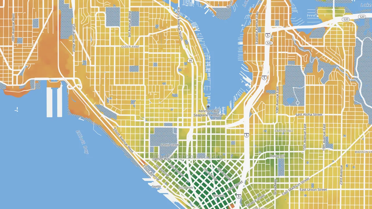 Transit Grade map of 98109, WA