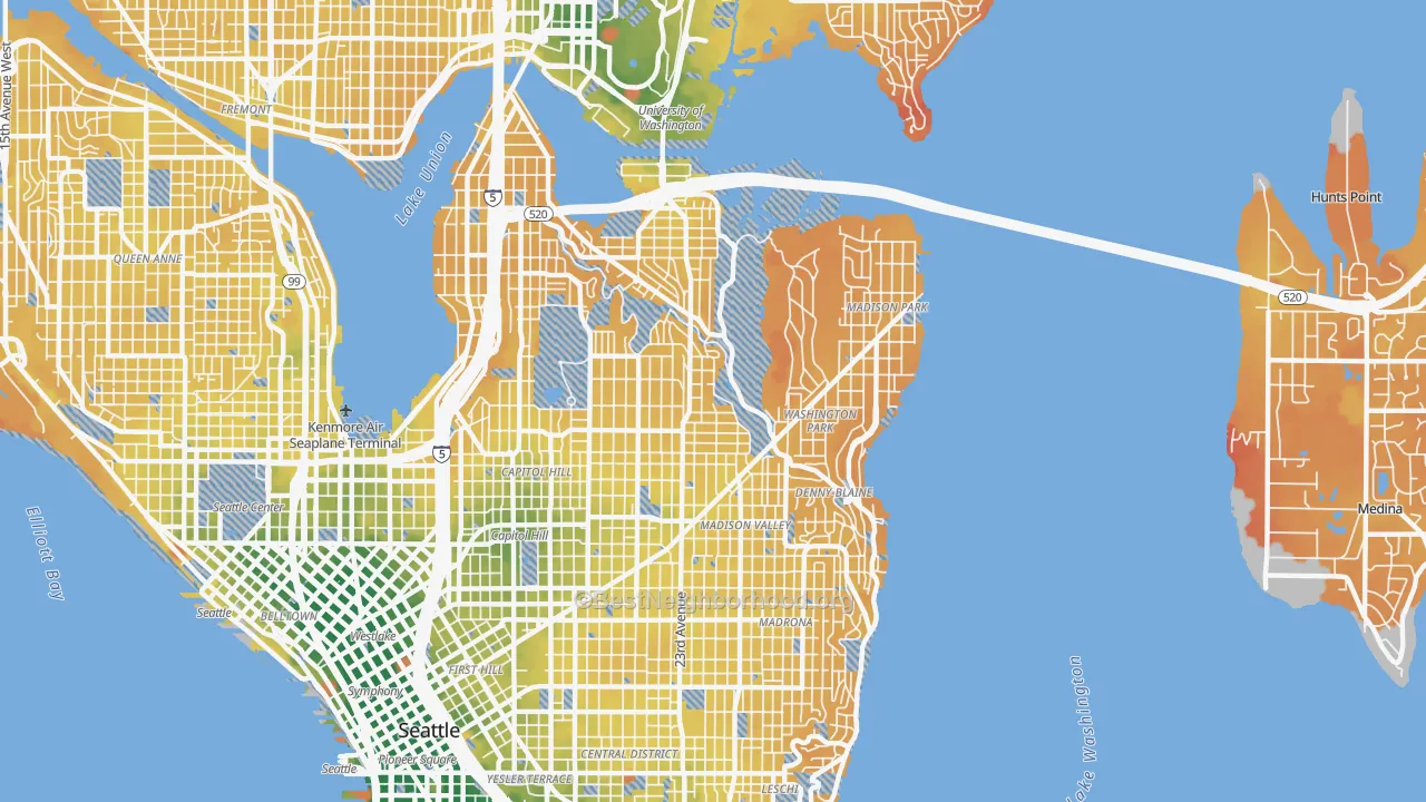 Transit Grade map of 98112, WA