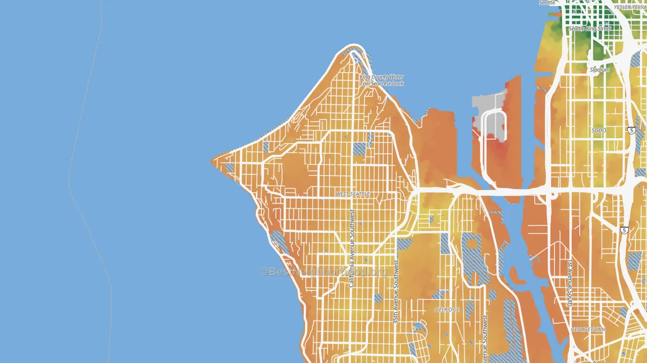 Transit Grade map of 98116, WA
