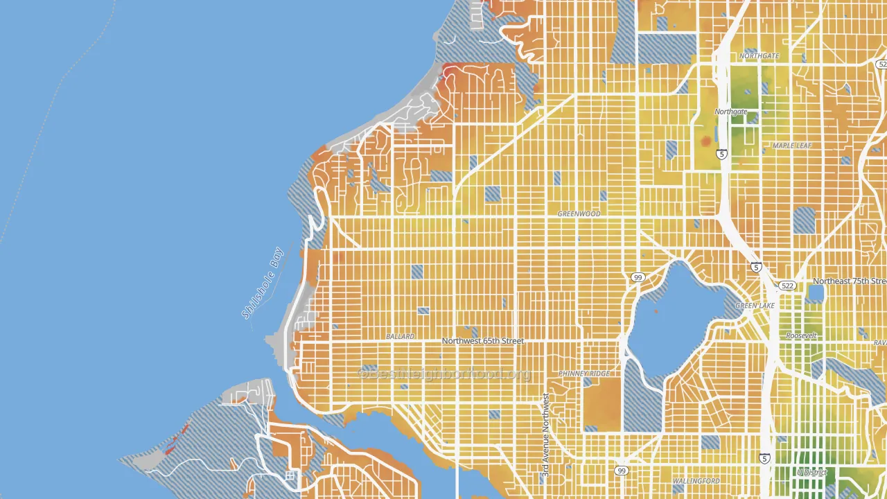 Transit Grade map of 98117, WA