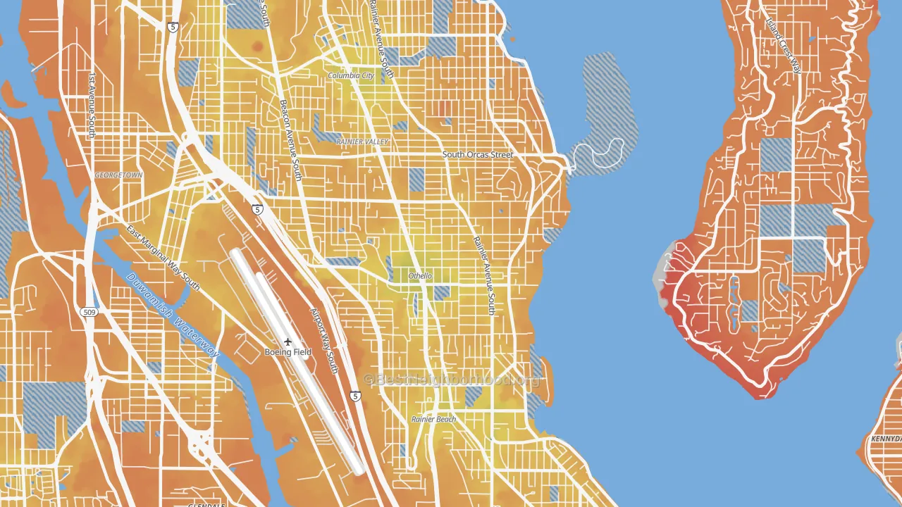 Transit Grade map of 98118, WA